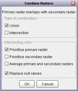 Raster combination options