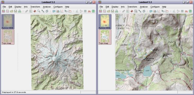 Surface with full extent (left) and zoomed-in area (right)